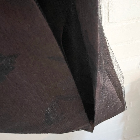 Vintage Maxi skirt Formal Jacquart Tulle Brown Floral Wool blend Shiny Sz 10 - Picture 6 of 13